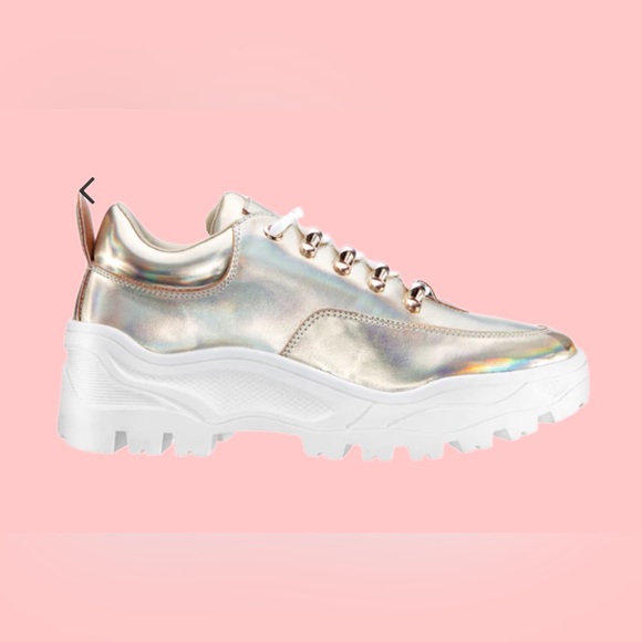 NINA FLOW-GOLD-PRISMATIC NAPPA Sneaker. Size 8.5 M. - Picture 3 of 5